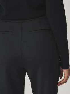 New Next Ponte Wide Leg Trousers With Gold Button Detailing Black