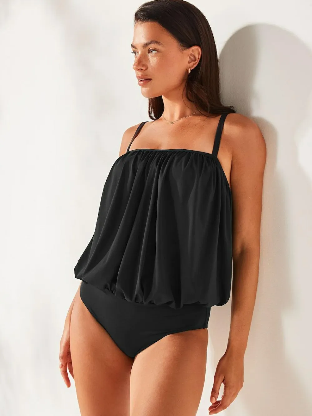 Best Next Print Blouson Shaping Swimsuit Black