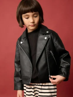 Sale Next Black PU Biker Jacket (3-16yrs)