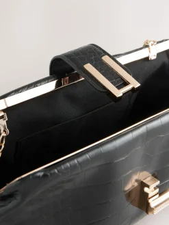 Discount Next Black PU Croc Clutch Bag