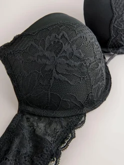 Next Black Push Up Pad Plunge A-D Wow Triple Boost Lace Multiway Bra^Women Bras