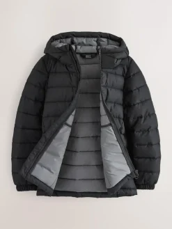 Next Black Quilted Midweight Hooded Jacket (3-16yrs)^BOY Coats & Jackets|Snowsuits & Coats