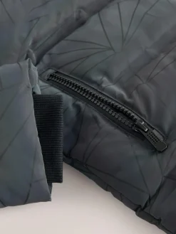 Online Next Black Reflective Shower Resistant Microfleece Lined Padded Coat (3-16yrs)