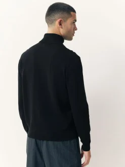 Next Regular Fit Cotton Rich Roll Neck Jumper Black