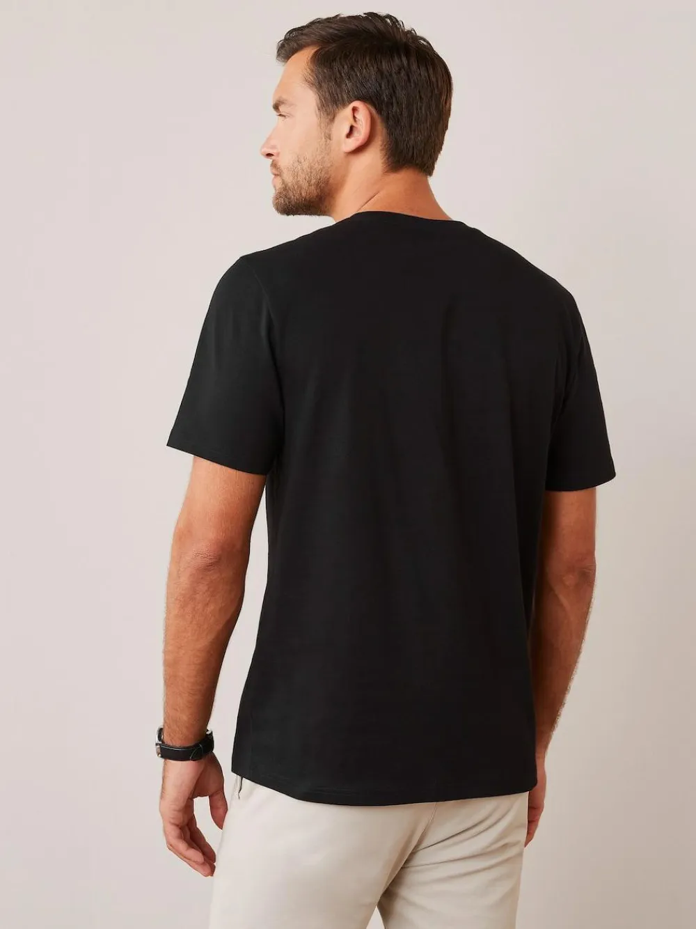 Next Black Regular Fit Essential Crew Neck Cotton T-Shirt