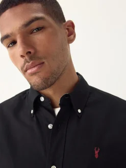 Clearance Next Black Regular Fit Short Sleeve Oxford Shirt