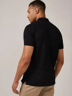 Next Black Regular Fit Short Sleeve Pique Polo Shirt^ Tops & T-Shirts