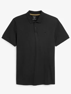 Next Black Regular Fit Short Sleeve Pique Polo Shirt^ Tops & T-Shirts
