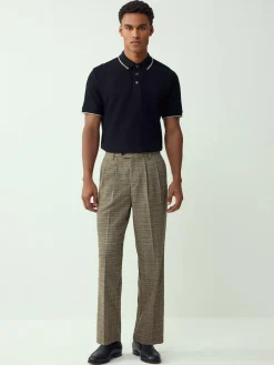 New Next Black Regular Fit Short Sleeve Tipped Polo Shirt