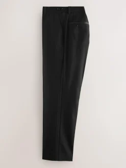 New Next Black Regular Fit Signature Marzotto Wool Tuxedo Trousers With Side Tape Detail