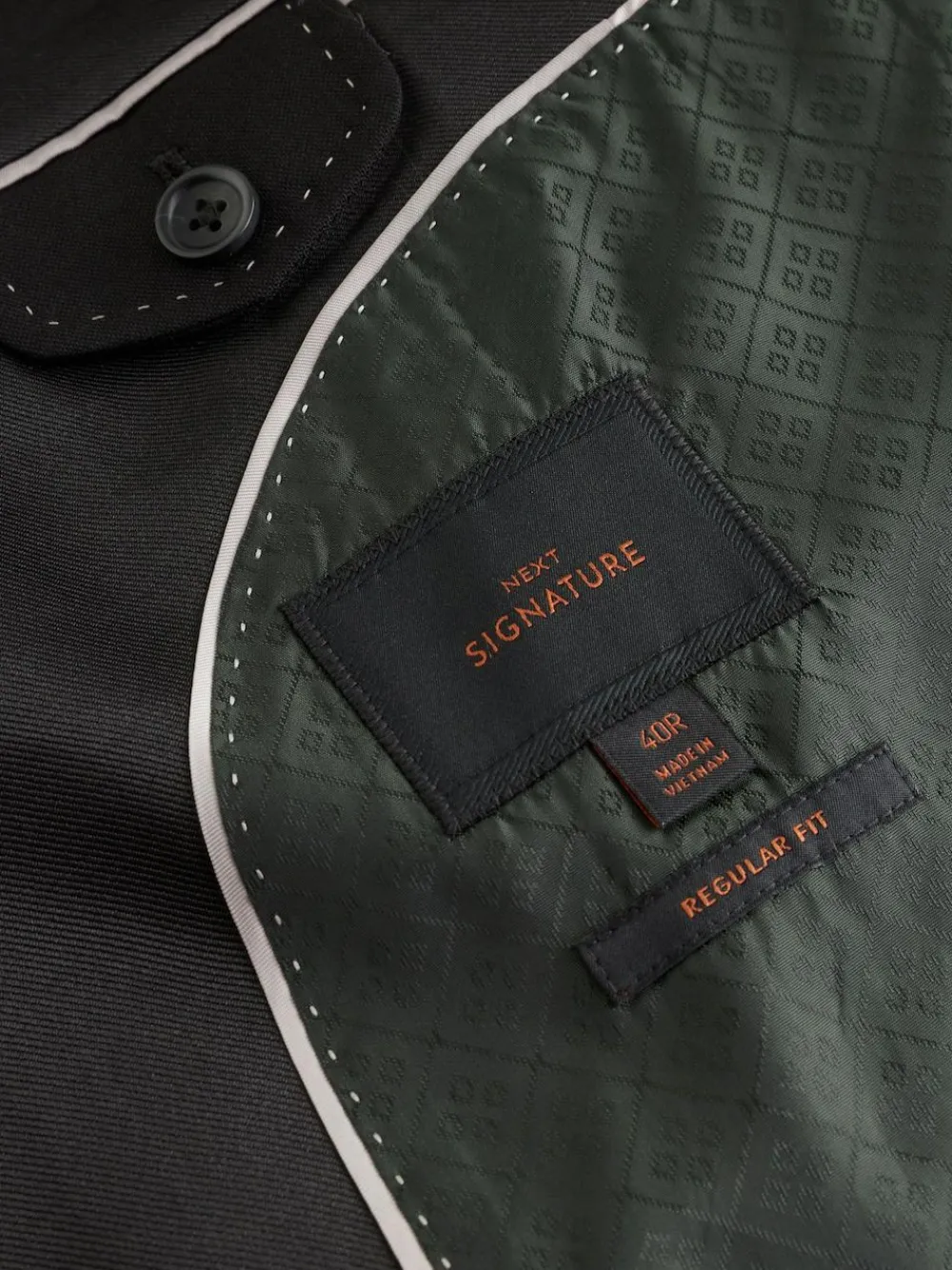 New Next Black Regular Fit Signature Nova Fides 100% Italian Wool Tuxedo Suit Jacket