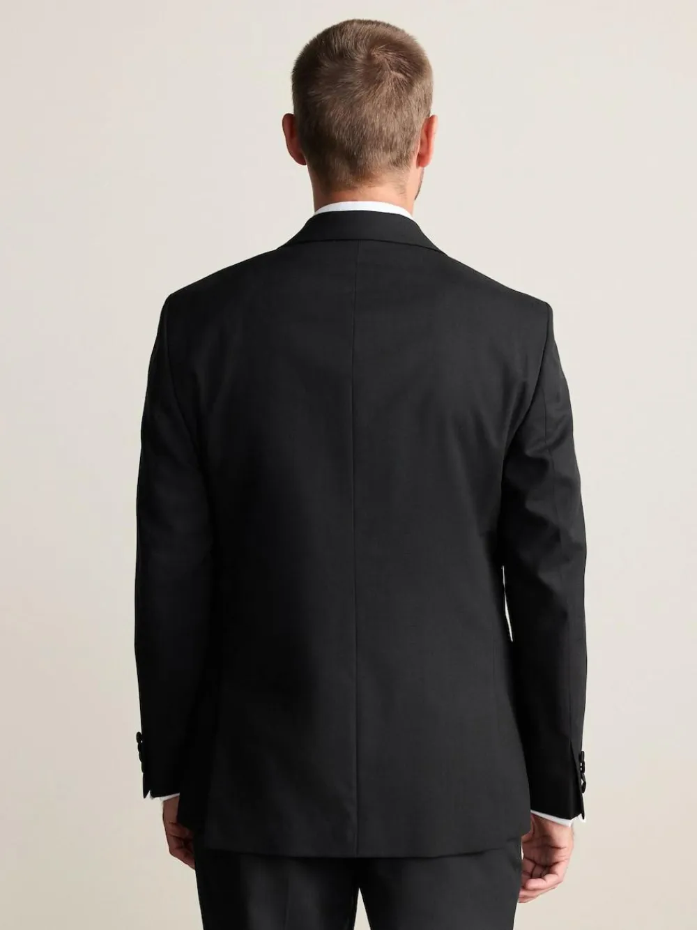 New Next Black Regular Fit Signature Nova Fides 100% Italian Wool Tuxedo Suit Jacket