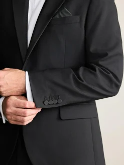 New Next Black Regular Fit Signature Nova Fides 100% Italian Wool Tuxedo Suit Jacket