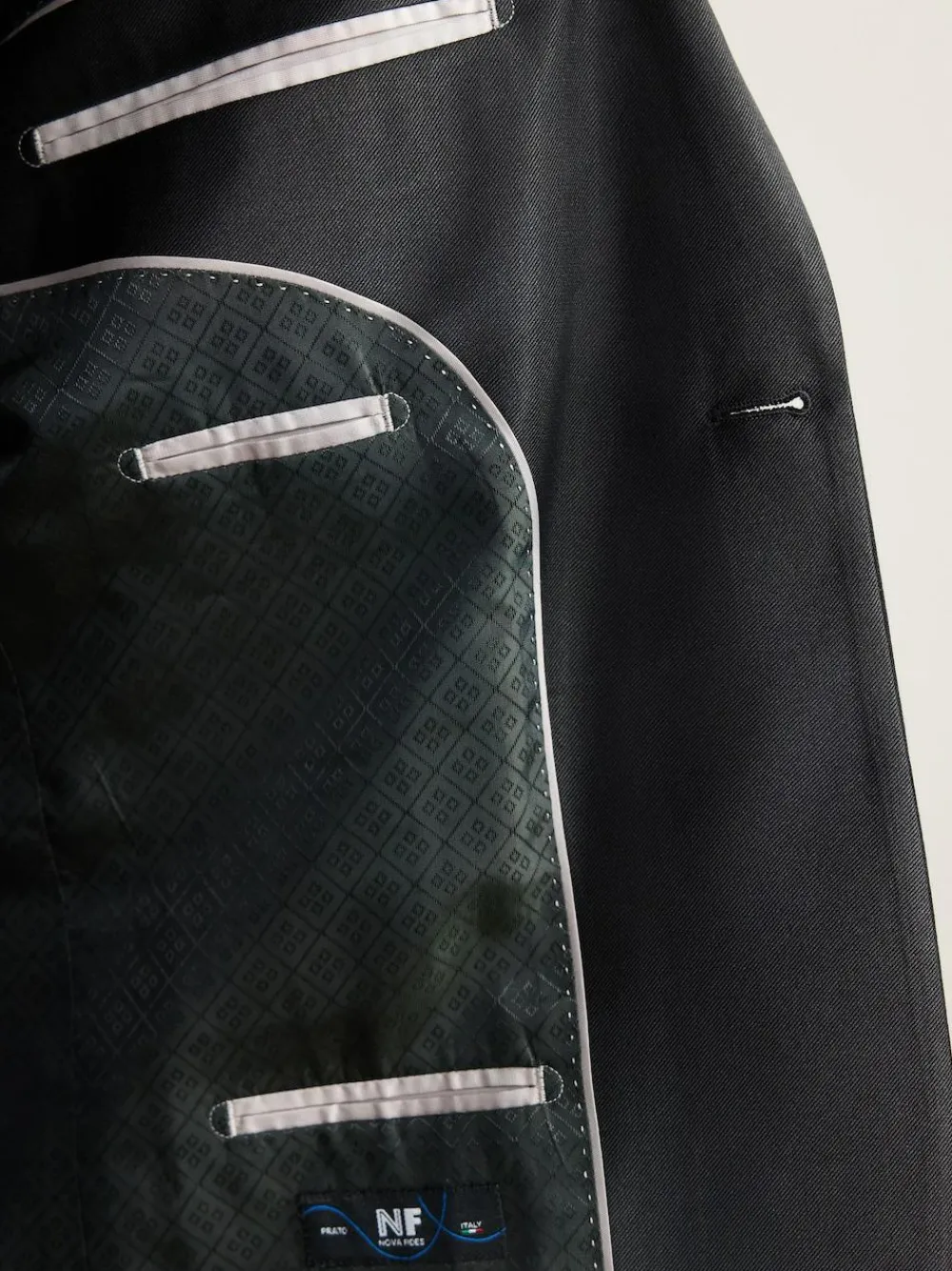 New Next Black Regular Fit Signature Nova Fides 100% Italian Wool Tuxedo Suit Jacket