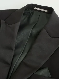 New Next Black Regular Fit Signature Nova Fides 100% Italian Wool Tuxedo Suit Jacket