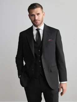 Next Regular Fit Signature Nova Fides 100% Italian Wool Suit Jacket^ Blazers & Formal Jackets|Black Suits