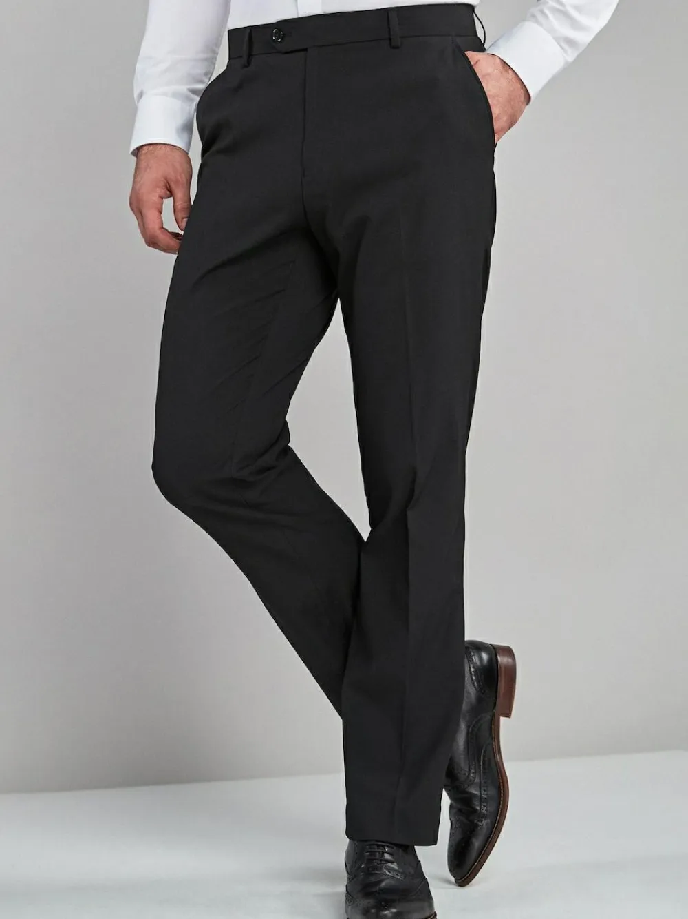 Next Black Regular Fit Stretch Smart Trousers^ Nightwear|Pants & Chinos
