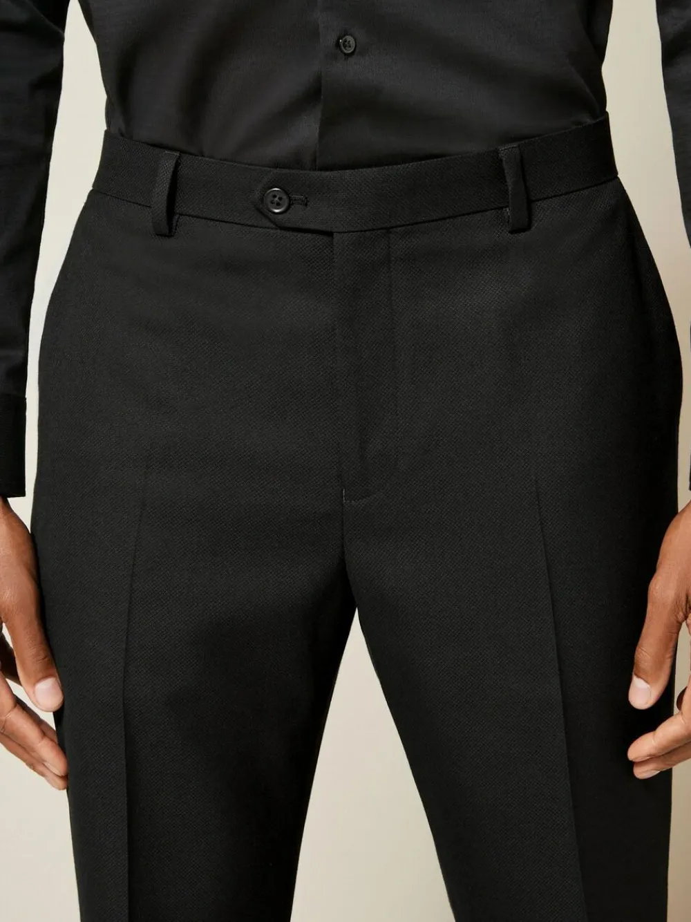 Next Black Regular Fit Textured Suit Trousers^ Pants & Chinos