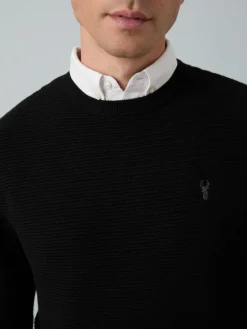 Best Next Regular Fit Textured Oxford Mock Shirt Jumper Black