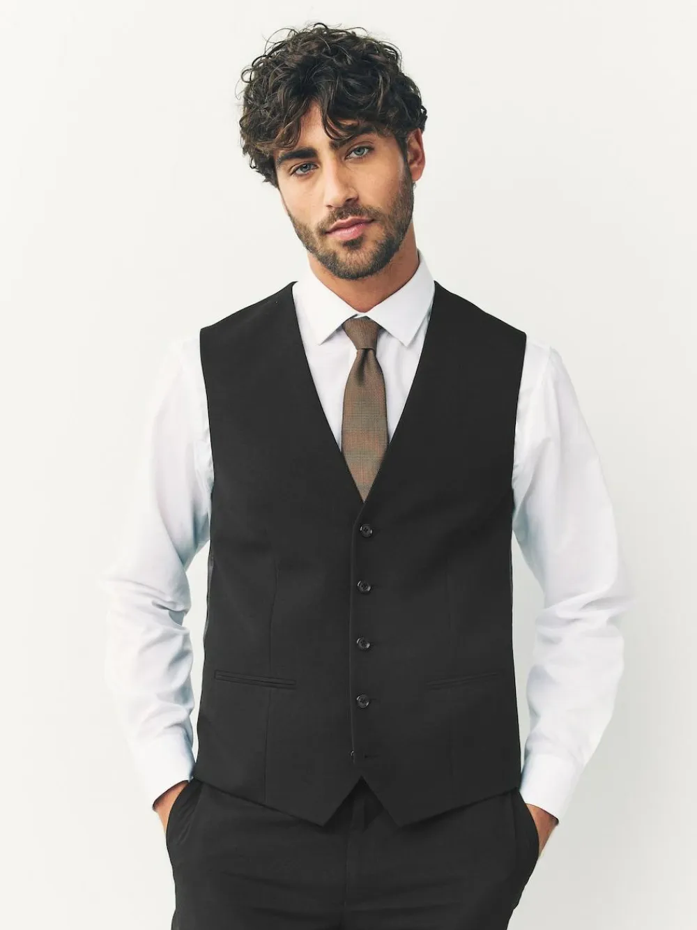 New Next Regular Fit Waistcoat Black