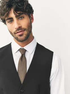 New Next Regular Fit Waistcoat Black