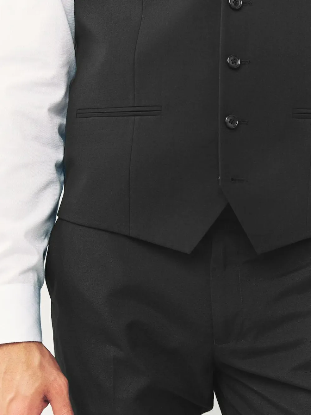 New Next Regular Fit Waistcoat Black