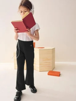 Hot Next Regular Length Pull-On Cotton Rich Stretch Boot Cut School Trousers (3-16yrs) Black