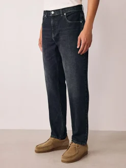 Online Next Black Regular Tapered Fit Vintage Wash Denim Jeans
