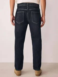 Online Next Black Regular Tapered Fit Vintage Wash Denim Jeans