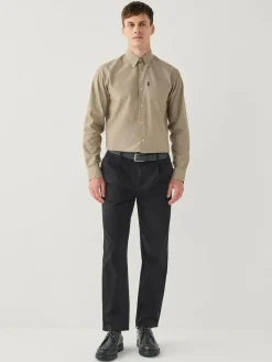Sale Next Regular Tapered Fit Single Pleated Stretch Chinos Trousers Black