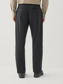 Sale Next Regular Tapered Fit Single Pleated Stretch Chinos Trousers Black