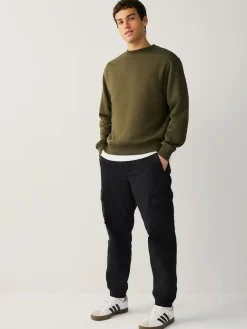 Clearance Next Regular Tapered Fit Cotton Stretch Cargo Trousers Black