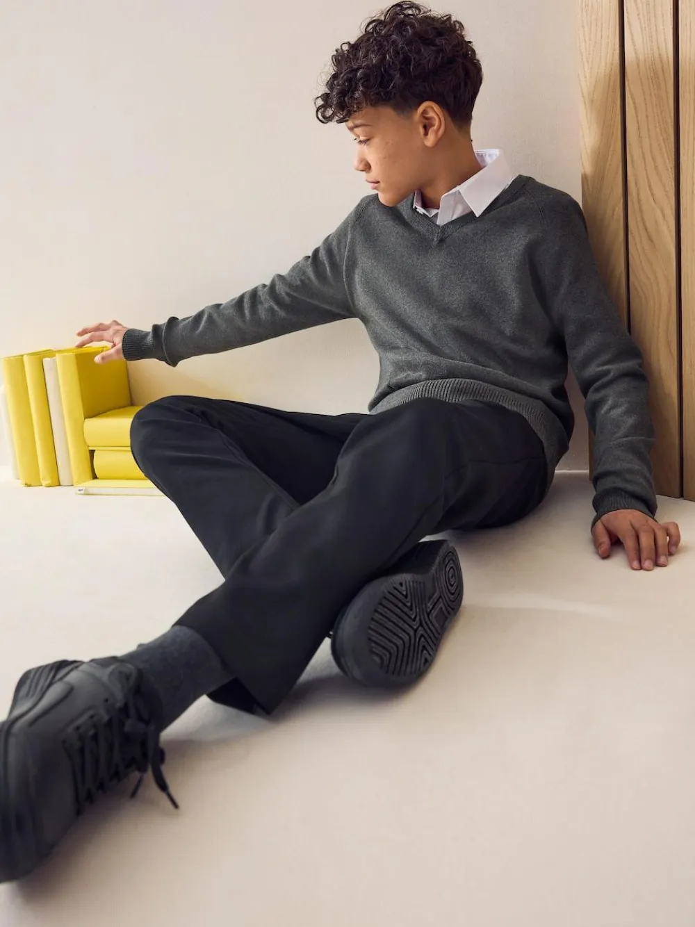 Online Next Regular Waist Straight Leg School Trousers (3-17yrs) Black