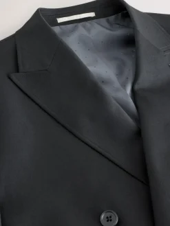 Next Black Relaxed Fit Double Breasted Tuxedo Suit Jacket^ Blazers & Formal Jackets|Black Suits