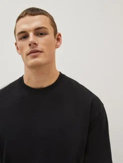 Next Black Relaxed Fit Essential Crew Neck Cotton T-Shirt^ Tops & T-Shirts