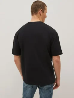 Next Black Relaxed Fit Essential Crew Neck Cotton T-Shirt^ Tops & T-Shirts