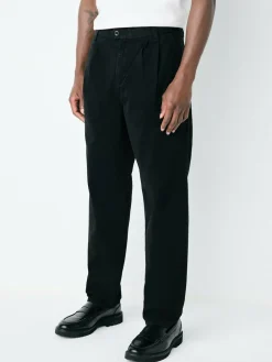 Outlet Next Relaxed Tapered Fit Twin Pleated Stretch Chinos Trousers Black