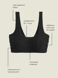 Outlet Next Black Rib DD+ Wired Crop Bikini Top