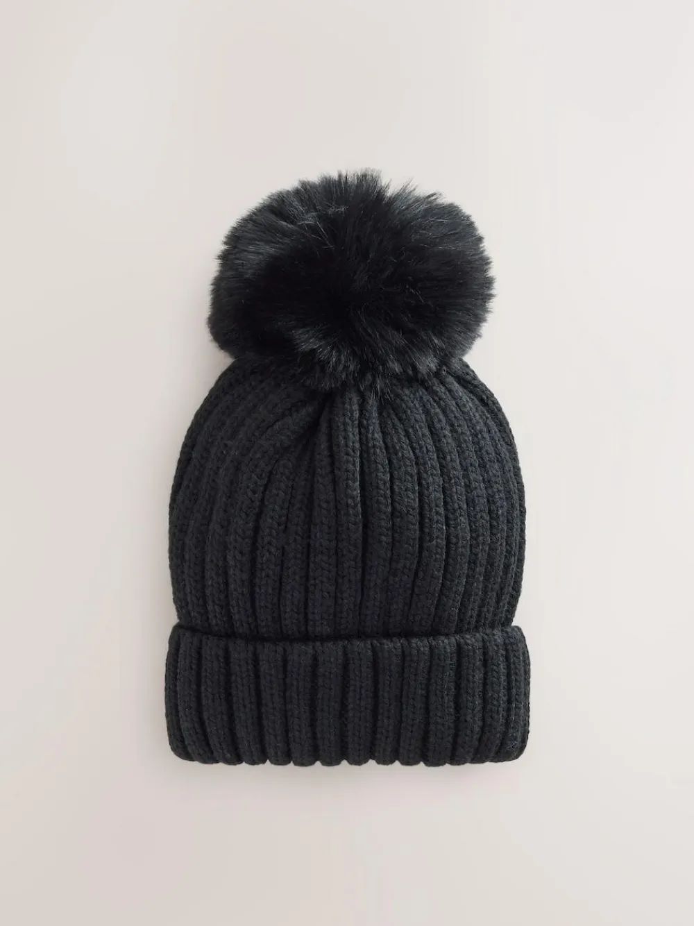 Next Black Rib Pom Beanie (3mths-16yrs)^ Hats|Hats, Gloves & Scarves