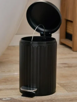Next Black Rib Soft Close 3 Litre Pedal Bin^ Bathroom Accessories