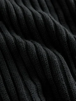New Next Ribbed V-Neck Knitted Jumper Black