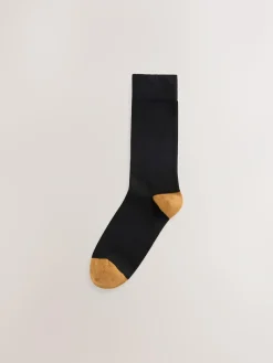 Next Black Rugby Stripe 7 Pack Mens Cotton Rich Socks