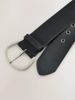 Next Satin Belt with Diamante Buckle^Women Belts