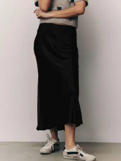 Next Black Satin Midi Skirt^Women Skirts