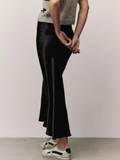 Next Black Satin Midi Skirt^Women Skirts