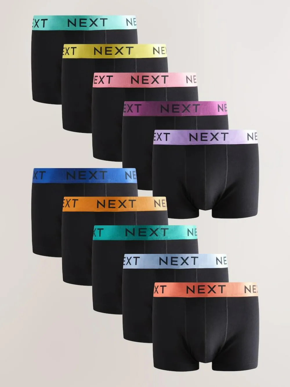 Next Black Shiny Colour Waistbands 10 pack Cotton Rich Blend Hipsters Boxers