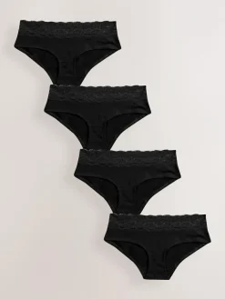 Sale Next Black Short Cotton Lace Knickers 4 Pack
