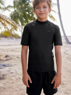 Next Black Short Sleeve Rash Vest (1.5-16yrs)^BOY Swimwear