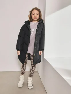 Online Next Shower Resistant Faux Fur Lined Hooded Padded Coat (3-16yrs) Black