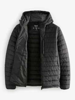 Discount Next Shower Resistant Lightweight Hooded Puffer Coat Jacket Black